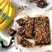 Vegan Chiquita organic banana brownies with pecans